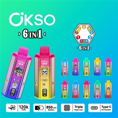 OKSO 120000 6in1: एक डिस्पोजेबल ई{{5}सिगरेट में उच्च{{2}अंत छह{{3}इन{4}का एक ...